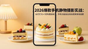 2026爆款手机静物摄影实战:台灯打光+7招构图速成,手机也能拍出商拍感美食商品图-川川创富网