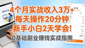 4个月实战收入3万+,每天操作20分钟,新手小白2天学会!-川川创富网