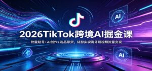 2026TikTok跨境AI掘金课：批量起号+AI创作+选品带货，轻松实现海外短视频流量变现-川川创富网