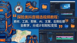 探险类抖音精选视频教程：素材、工具、剪辑、AI、文案、后期处理全教学，分成计划轻松变现-川川创富网