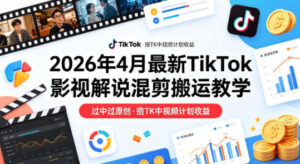 26年4月最新TikTok影视解说混剪搬运教学，过中过原创，撸TK中视频计划收益-川川创富网