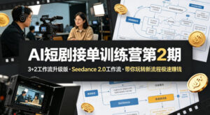 AI短剧接单训练营第2期，3+2工作流升级版，Seedance 2.0工作流，带你玩转新流程极速賺钱-川川创富网