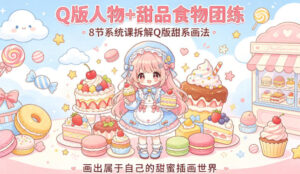 Q版人物+甜品食物团练,8节系统课拆解Q版甜系画法,画出属于自己的甜蜜插画世界-川川创富网