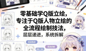 零基础学Q版立绘,专注于Q版人物立绘的全流程绘制技法,层层递进,系统拆解-川川创富网