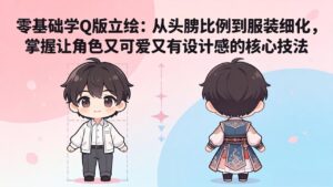 零基础学Q版立绘:从头身比例到服装细化,掌握让角色又可爱又有设计感的核心技法-川川创富网