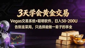 3天学会黄金交易,Vegas交易技术+聪明软件,日赚50-100U-川川创富网