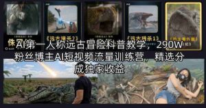 AI第一人称远古冒险科普教学，290W粉丝博主AI短视频流量训练营，精选分成独家收益-川川创富网