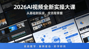 2026AI视频全新实操大课，从基础到实战，全流程掌握，系统教学·案例驱动·即学即用-川川创富网