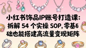 小红书饰品IP账号打造课：拆解 54 个实操 SOP，零基础也能搭建高流量变现矩阵-川川创富网