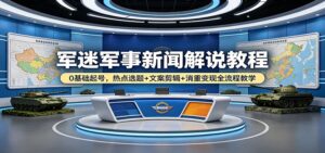 军迷军事新闻解说教程：0基础起号，热点选题+文案剪辑+消重变现全流程教学-川川创富网