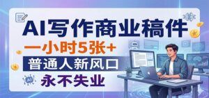 AI写作商业稿件,一小时5张+,普通人新风口,永不失业-川川创富网