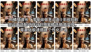 AI橘猫道长茅山道士短剧教程|零基础傻瓜式操作,AI一键生成古风玄幻爆款短视频快速变现-川川创富网
