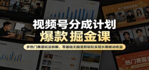 视频号分成计划爆款掘金课:多热门赛道玩法拆解,零基础无脑混剪轻松实现长期被动收益-川川创富网