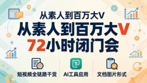 从素人到百万大V 72小时闭门会:短视频全链路干货+AI工具应用,文档图片形式轻松学变现-川川创富网