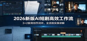 2026新版AI短剧高效工作流:3+2极简创作闭环,全流程实操讲解-川川创富网