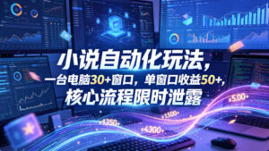 小说挂G自动化玩法,一台电脑30+窗口,单窗口收益50+,核心流程限时泄露【揭秘】-川川创富网
