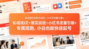 短视频IP私教实战班｜小红书流量引爆+私域成交+带徒盈利，专属陪跑，小白也能快速起号-川川创富网