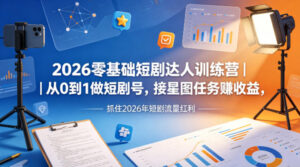 2026零基础短剧达人训练营｜从0到1做短剧号，接星图任务賺收益，抓住2026年短剧流量红利-川川创富网