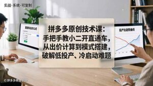 拼多多原创技术课：手把手教小二开直通车，从出价计算到模式搭建，破解低投产、冷启动难题-川川创富网