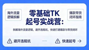 零基础 TK 起号实战营:拆解海外流量逻辑,避开违规坑,快速打通爆款与带货闭环-川川创富网