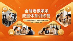 全能老板娘流量体系训练营，三天吃透短视频引流、直播成交与私域运营，打造个人IP轻松变现-川川创富网
