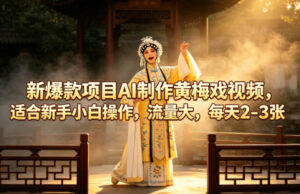 新爆款项目AI制作黄梅戏视频，适合新手小白操作，流量大，每天2-3张-川川创富网