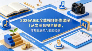 2026AIGC全能视频创作课程｜从文图音视全链路，零基础进阶AI变现接单-川川创富网