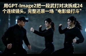 用GPT-Image2把一段武打对决拆成24个连续镜头，完整还原一场“电影级打斗”-川川创富网
