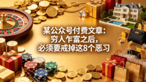 某公众号付费文章：穷人乍富之后，必须要戒掉这8个恶习-川川创富网