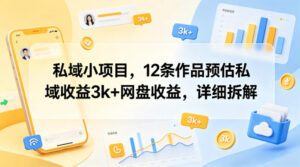 私域小项目，12条作品预估私域收益3k+网盘收益，详细拆解-川川创富网