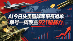 AI今日头条国际军事赛道，单号一周收益921，超暴力-川川创富网