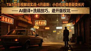 TikTok影视解说实战-4月最新：小白也能做悬疑类长片，AI翻译+洗稿技巧，避开版权坑-川川创富网