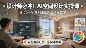 设计师必冲！AI空间设计实操课，ComfyUI+自创家全教学，告别通宵赶图，降本增效-川川创富网