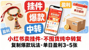 小红书卖挂件，不囤货纯中转复制爆款玩法，单日盈利3-5张-川川创富网