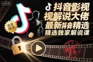 抖音影视解说大佬最新抖音进精选和独家方法，精选独家解说课(更新26年3月)-川川创富网