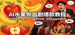 AI水果狗血剧爆款教程：复刻高赞热门案例，分镜脚本到剪辑，快速批量做流量短剧-川川创富网