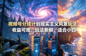 视频号分成计划现实主义风景玩法，收益可观，玩法新鲜，适合小白-川川创富网