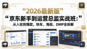 京东新手到运营总监实战班：从入驻到爆款，快车、海投、DMP全拆解，2026最新版-川川创富网