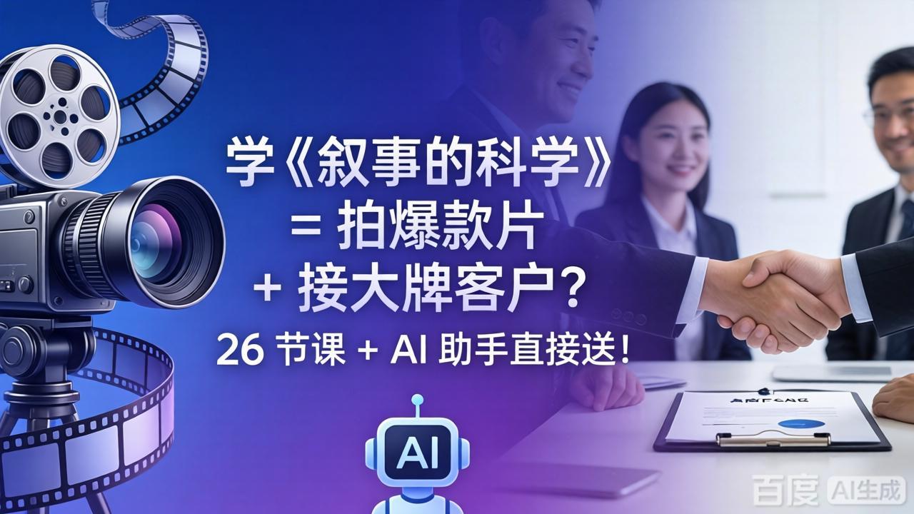 学《叙事的科学》= 拍爆款片 + 接大牌客户？26 节课 + AI 助手直接送！-川川创富网