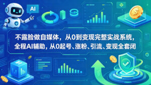 不露脸做自媒体，从0到变现完整实战系统，全程AI辅助，从0起号、涨粉、引流、变现全套闭环-川川创富网