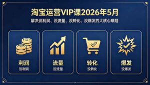 淘宝运营VIP课2026年5月:解决没利润、没流量、没转化、没爆发四大核心难题-川川创富网