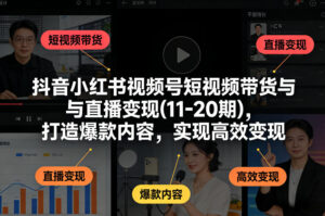 抖音小红书视频号短视频带货与直播变现(10-21期)，打造爆款内容，实现高效变现(更新05月08日)-川川创富网