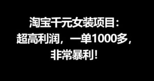 淘宝千元女装项目：超高利润，一单1000多，非常暴利-川川创富网