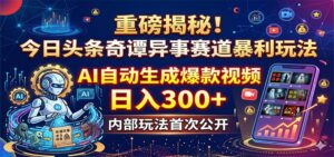 重磅揭秘！今日头条奇谭异事赛道暴利玩法：AI自动生成爆款视频，日入300+-川川创富网