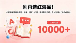 别再选红海品！小红书英语细分赛道：启蒙、词汇、口语，需求取之不尽，月入5位数(飞书+资料-川川创富网