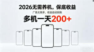 2026最新平台，无需养机，保底收益，无限广告，多机批量操作，一天轻松200+【揭秘】-川川创富网