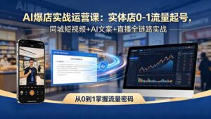 AI爆店实战运营课：实体店0-1流量起号，同城短视频+AI文案+直播全链路实战-川川创富网