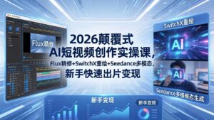 2026颠覆式 AI短视频创作课-5月更新，Flux精修+SwitchX重绘+Seedance多模态，新手快速出片变现-川川创富网
