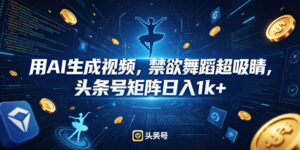 用AI生成视频，禁欲舞蹈超吸睛，头条号矩阵日入1k+-川川创富网