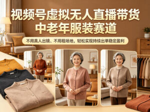 视频号虚拟无人直播带货中老年服装赛道，不用真人出镜、不用租场地，轻松实现持续出单稳定盈利-川川创富网